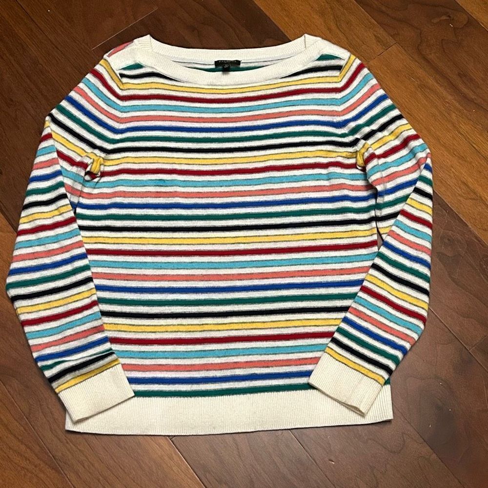 Talbots women’s colored striped lambswool blend sweater in small petite